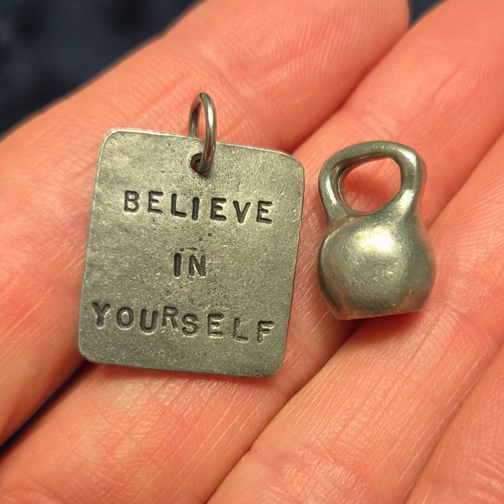 Believe In Yourself Charm Kettlebell Pendant Necklace Motivational Gift